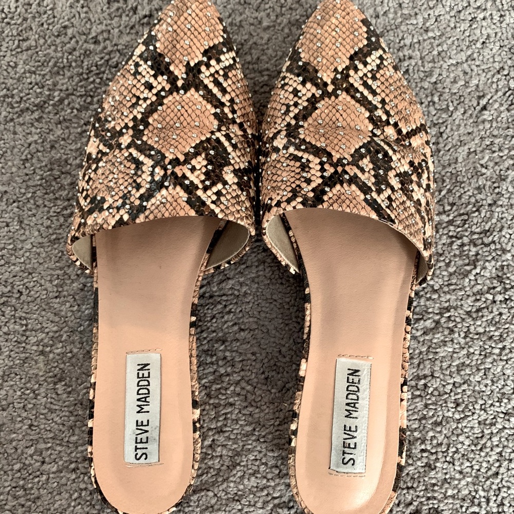 Steve Madden Studded Snake Print Mules